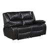 Licot Double Manual Reclining Loveseat | Foam Fill Black Top Grain Leather