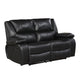 Licot Double Manual Reclining Loveseat | Foam Fill Black Top Grain Leather