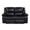 Licot Double Manual Reclining Loveseat | Foam Fill Black Top Grain Leather