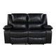 Licot Double Manual Reclining Loveseat | Foam Fill Black Top Grain Leather