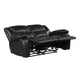 Licot Double Manual Reclining Loveseat | Foam Fill Black Top Grain Leather
