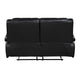 Licot Double Manual Reclining Loveseat | Foam Fill Black Top Grain Leather