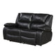Licot Double Manual Reclining Loveseat | Foam Fill Black Top Grain Leather