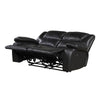 Licot Double Manual Reclining Loveseat | Foam Fill Black Top Grain Leather
