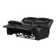 Licot Double Manual Reclining Loveseat | Foam Fill Black Top Grain Leather