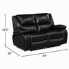 Licot Double Manual Reclining Loveseat | Foam Fill Black Top Grain Leather