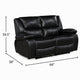 Licot Double Manual Reclining Loveseat | Foam Fill Black Top Grain Leather