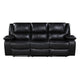 Licot Double Manual Reclining Sofa | 3 Seater | Black Top Grain Leather