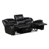Licot Double Manual Reclining Sofa | 3 Seater | Black Top Grain Leather