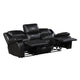 Licot Double Manual Reclining Sofa | 3 Seater | Black Top Grain Leather
