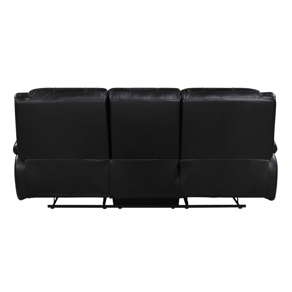 Licot Double Manual Reclining Sofa | 3 Seater | Black Top Grain Leather