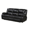Licot Double Manual Reclining Sofa | 3 Seater | Black Top Grain Leather