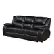 Licot Double Manual Reclining Sofa | 3 Seater | Black Top Grain Leather