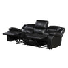 Licot Double Manual Reclining Sofa | 3 Seater | Black Top Grain Leather