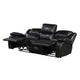 Licot Double Manual Reclining Sofa | 3 Seater | Black Top Grain Leather