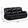 Licot Double Manual Reclining Sofa | 3 Seater | Black Top Grain Leather