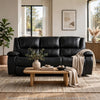 Licot Double Manual Reclining Sofa | 3 Seater | Black Top Grain Leather