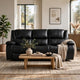 Licot Double Manual Reclining Sofa | 3 Seater | Black Top Grain Leather