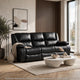 Licot Double Manual Reclining Sofa | 3 Seater | Black Top Grain Leather