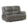 Licot Double Manual Reclining Loveseat | Foam Fill Gray Top Grain Leather