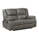 Licot Double Manual Reclining Loveseat | Foam Fill Gray Top Grain Leather