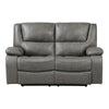 Licot Double Manual Reclining Loveseat | Foam Fill Gray Top Grain Leather