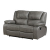 Licot Double Manual Reclining Loveseat | Foam Fill Gray Top Grain Leather