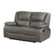 Licot Double Manual Reclining Loveseat | Foam Fill Gray Top Grain Leather