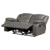 Licot Double Manual Reclining Loveseat | Foam Fill Gray Top Grain Leather