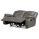 Licot Double Manual Reclining Loveseat | Foam Fill Gray Top Grain Leather