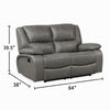 Licot Double Manual Reclining Loveseat | Foam Fill Gray Top Grain Leather