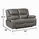 Licot Double Manual Reclining Loveseat | Foam Fill Gray Top Grain Leather