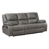 Licot Double Manual Reclining Sofa | 3 Seater | Gray Top Grain Leather