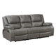 Licot Double Manual Reclining Sofa | 3 Seater | Gray Top Grain Leather