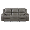 Licot Double Manual Reclining Sofa | 3 Seater | Gray Top Grain Leather