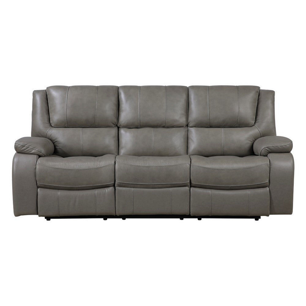 Licot Double Manual Reclining Sofa | 3 Seater | Gray Top Grain Leather