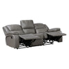 Licot Double Manual Reclining Sofa | 3 Seater | Gray Top Grain Leather