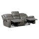 Licot Double Manual Reclining Sofa | 3 Seater | Gray Top Grain Leather
