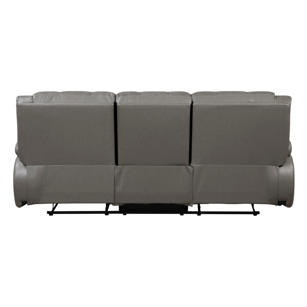 Licot Double Manual Reclining Sofa | 3 Seater | Gray Top Grain Leather