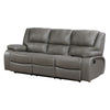 Licot Double Manual Reclining Sofa | 3 Seater | Gray Top Grain Leather