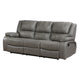 Licot Double Manual Reclining Sofa | 3 Seater | Gray Top Grain Leather