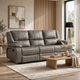 Licot Double Manual Reclining Sofa | 3 Seater | Gray Top Grain Leather