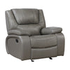 Licot Manual Glider Reclining Chair | Foam Fill  Gray Top Grain Leather