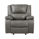 Licot Manual Glider Reclining Chair | Foam Fill  Gray Top Grain Leather