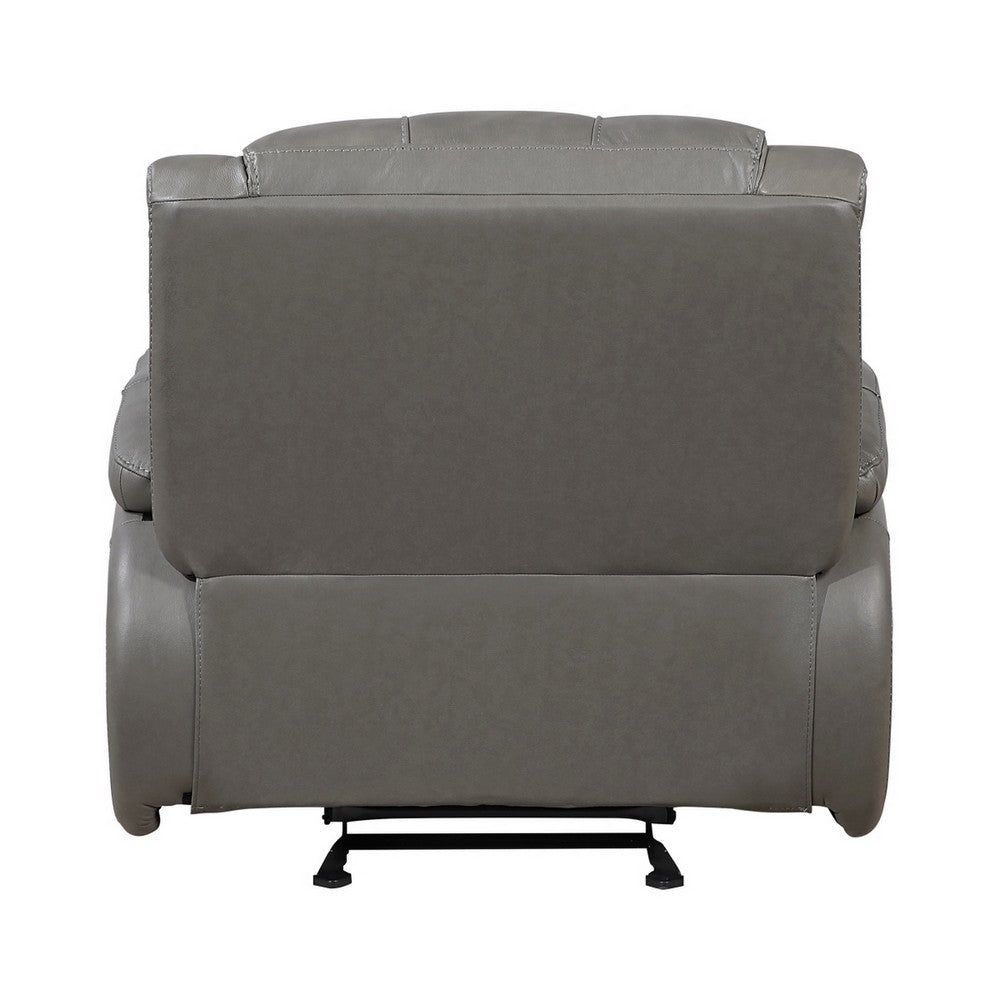 Licot Manual Glider Reclining Chair | Foam Fill  Gray Top Grain Leather