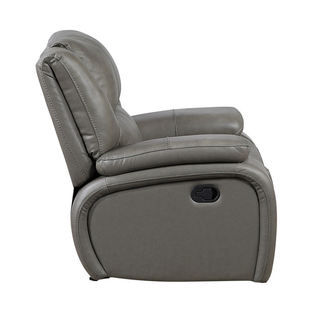 Licot Manual Glider Reclining Chair | Foam Fill  Gray Top Grain Leather