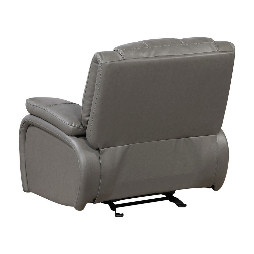 Licot Manual Glider Reclining Chair | Foam Fill  Gray Top Grain Leather