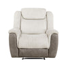 Feo Manual Reclining Chair | Foam Fill Beige Chenille and Taupe Microfiber