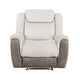 Feo Manual Reclining Chair | Foam Fill Beige Chenille and Taupe Microfiber