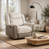 Feo Manual Reclining Chair | Foam Fill Beige Chenille and Taupe Microfiber